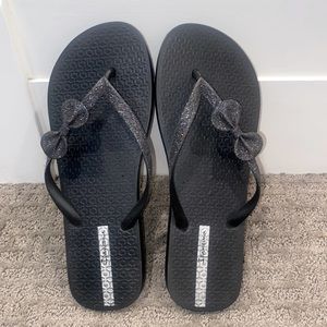 Black and multi colored glitter Impanema Flip Flops